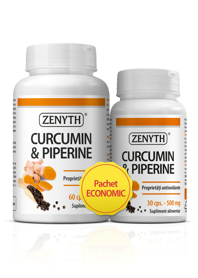 Pachet promotional Curcumin si Piperina, 60 + 30 capsule, Zenyth